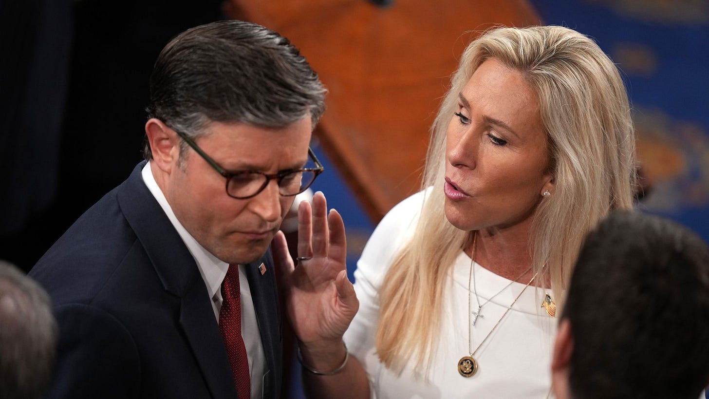 MTG accuses Speaker Johnson of "hypocrisy" over Mills allegations