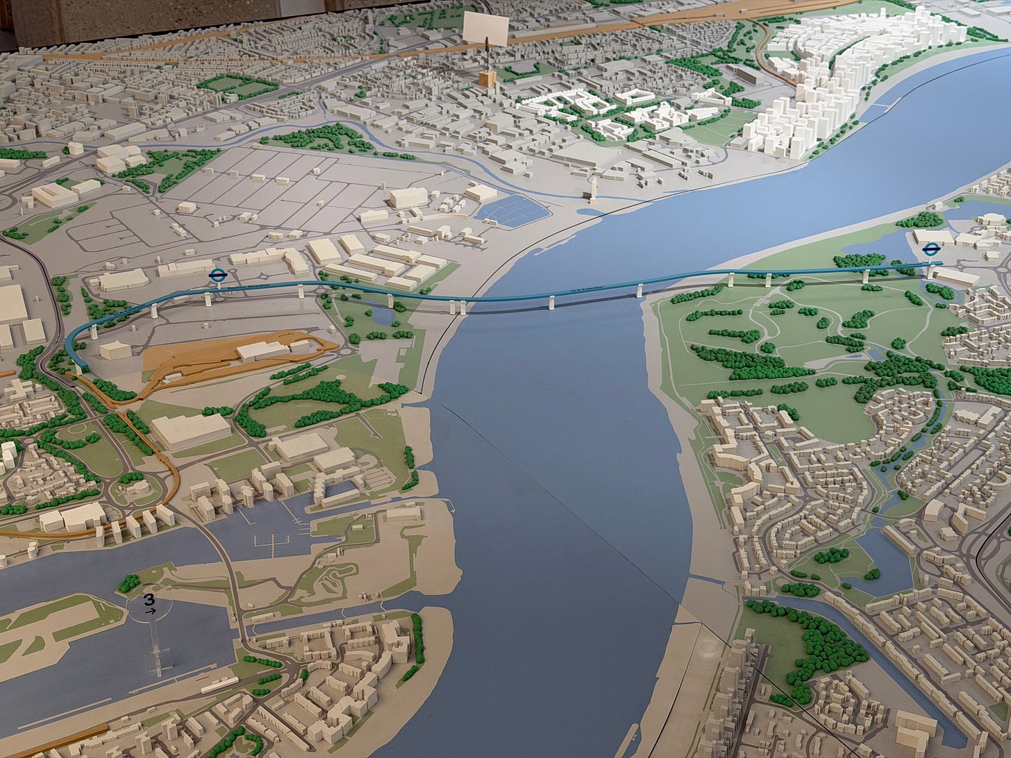 Photo showing DLR extension route to Thamesmead. Photo showing DLR extension route to Thamesmead.