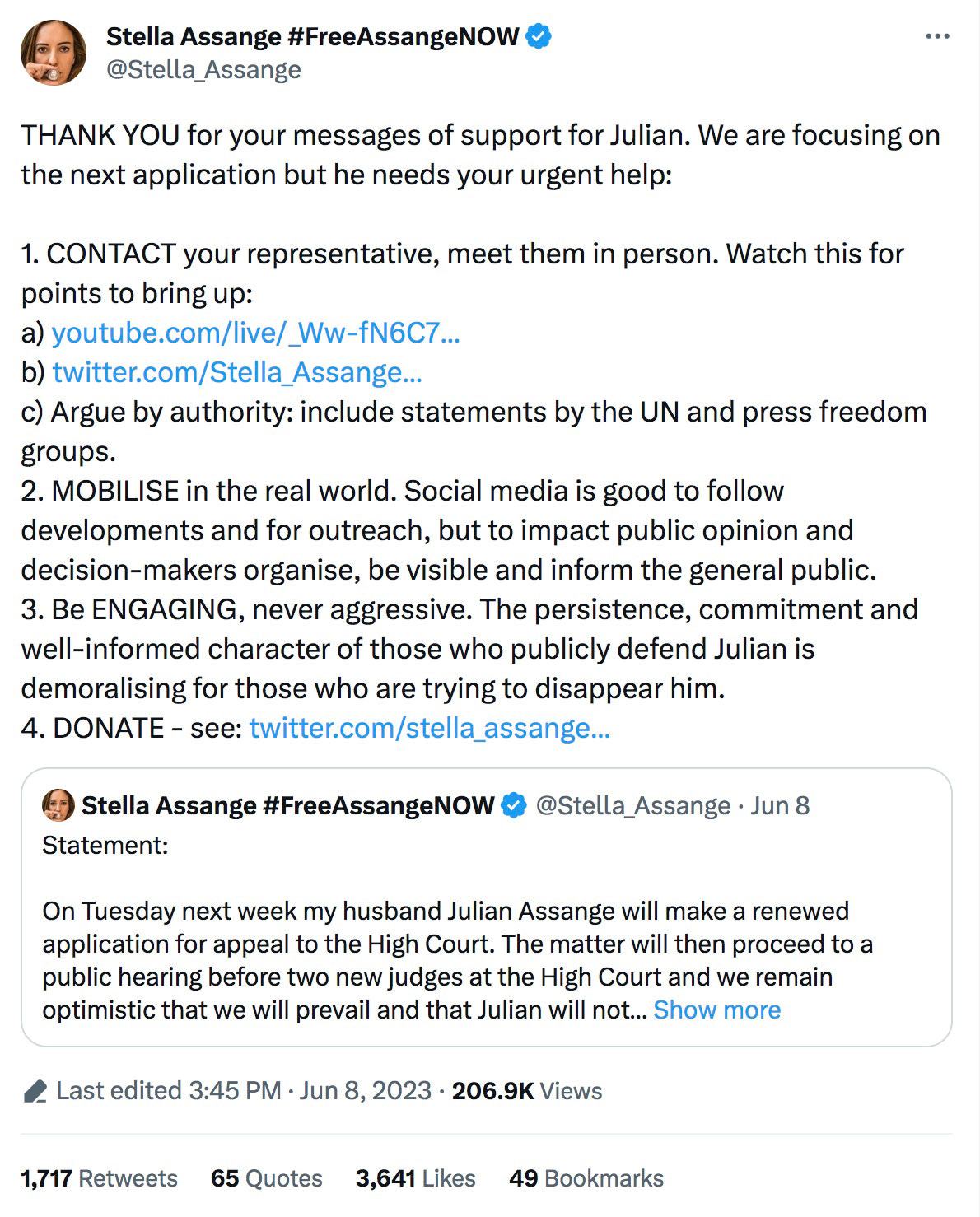 Stella Assange: Action Steps to #FreeAssange