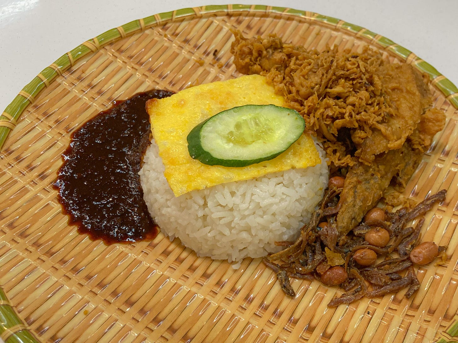 nasi lemak with egg sambal and meat nasi lemak with egg sambal and meat