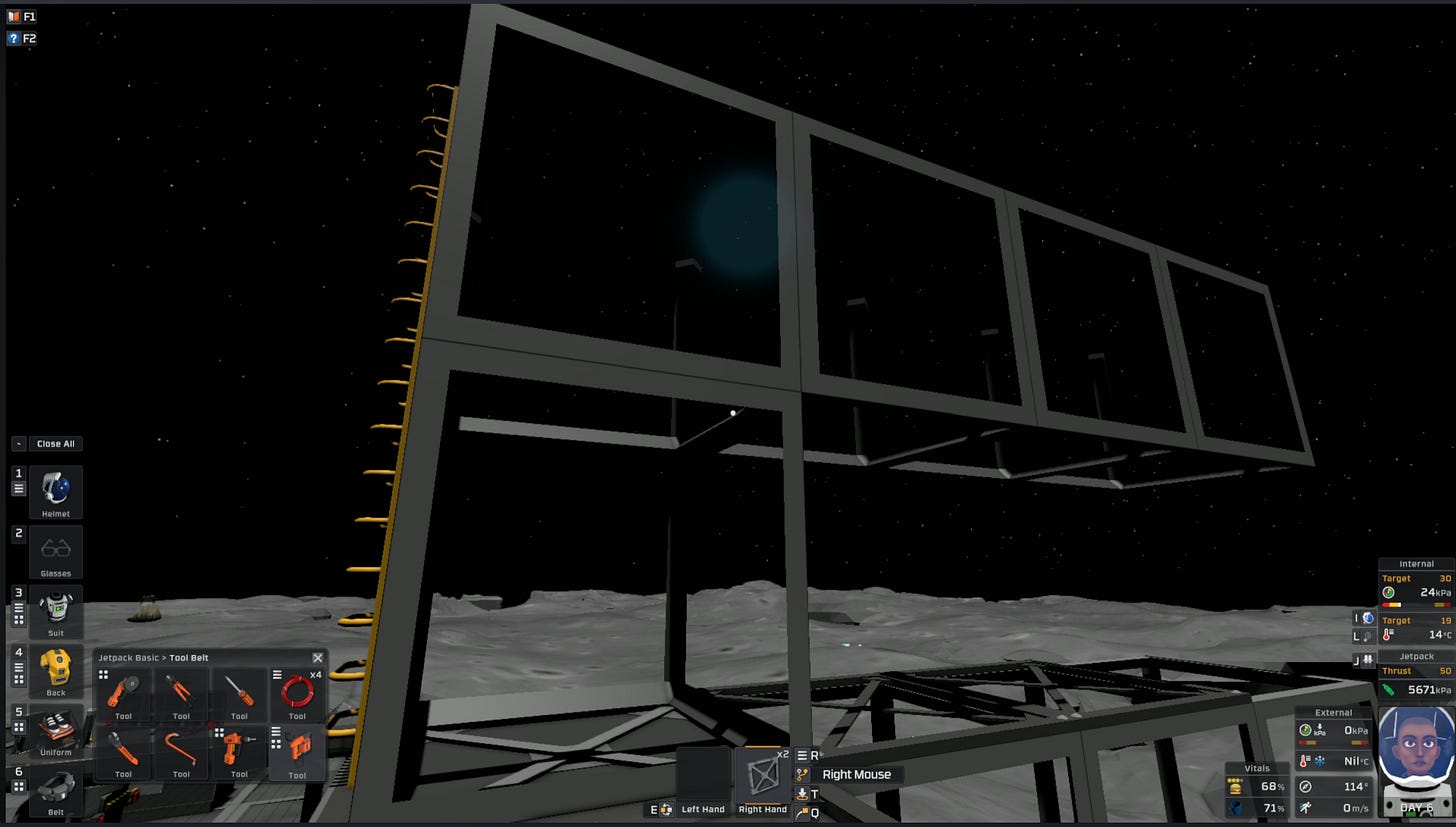Completed power platform under open sky with structural framing and platform tiers in place.