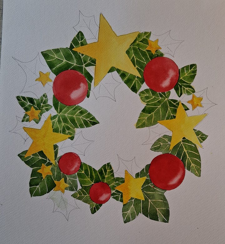 Watercolour tutorial process image.