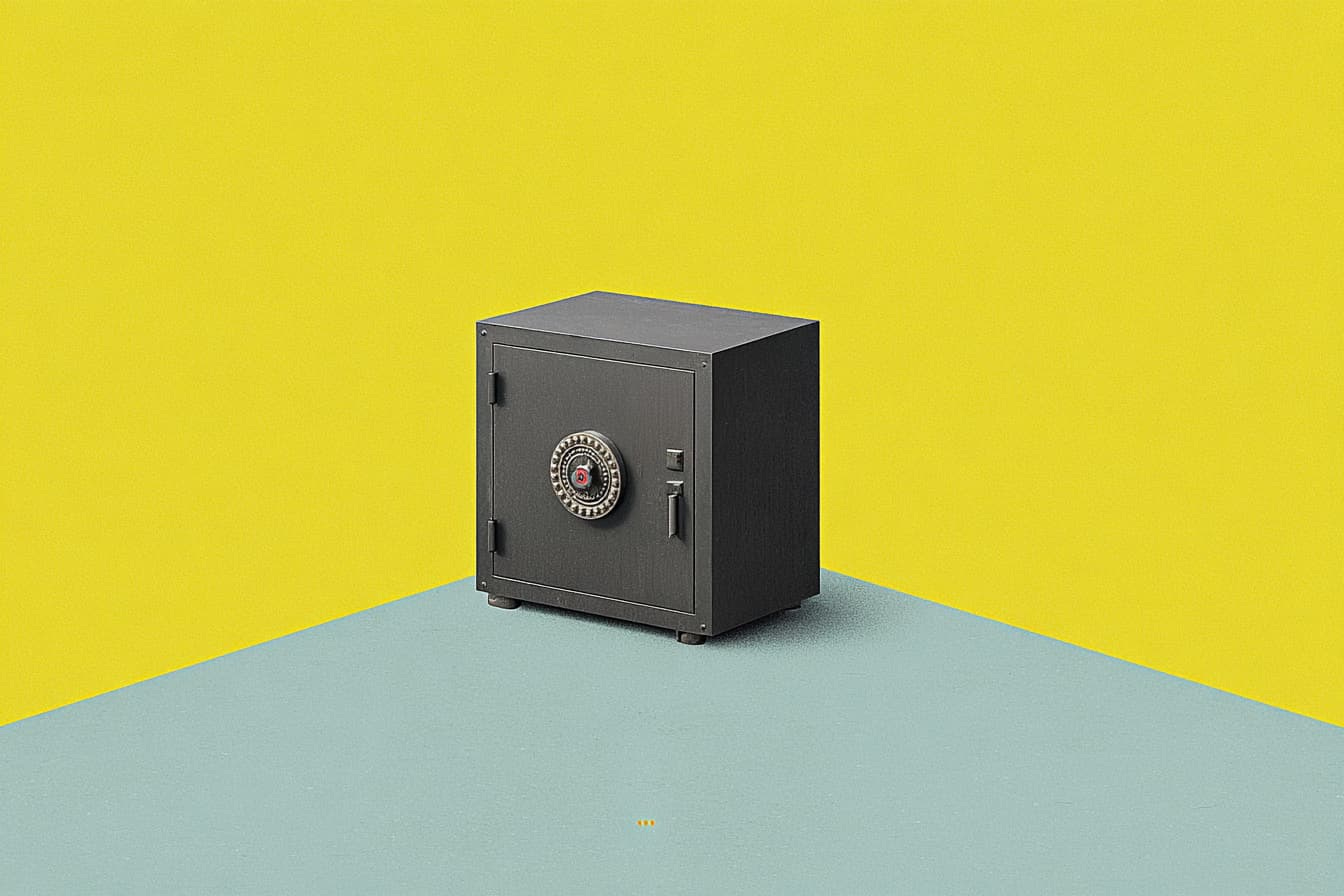 an illustration of a safe surrounded by a bright yellow background an illustration of a safe surrounded by a bright yellow background