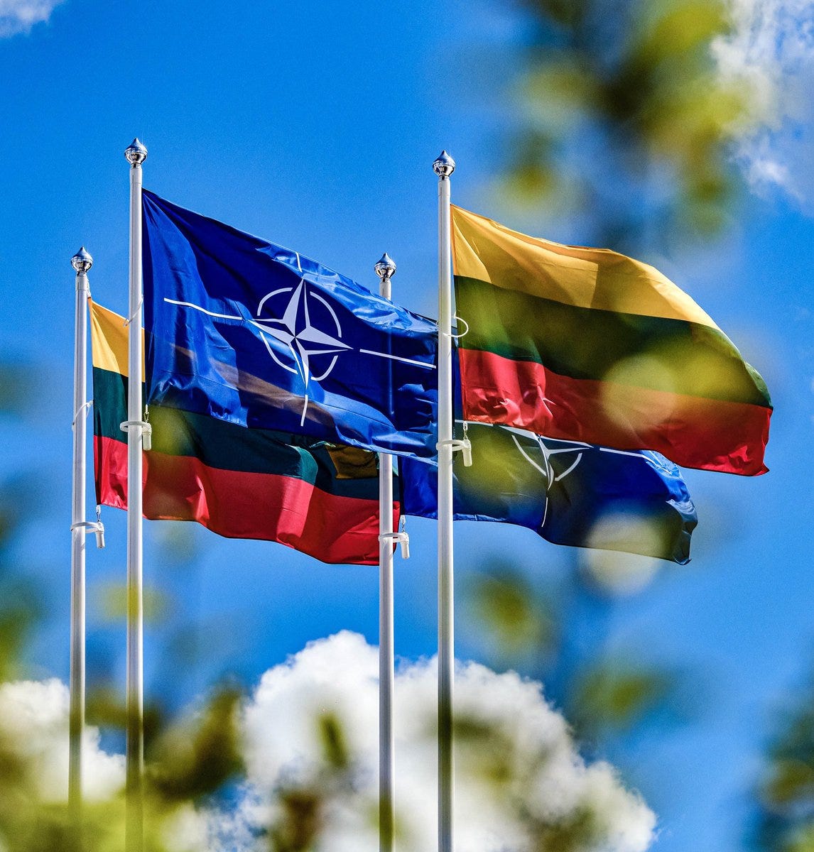 Lithuania and NATO flags Lithuania and NATO flags