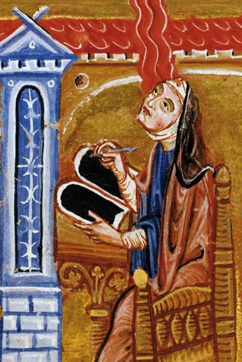 Female mystic writing down her revelations