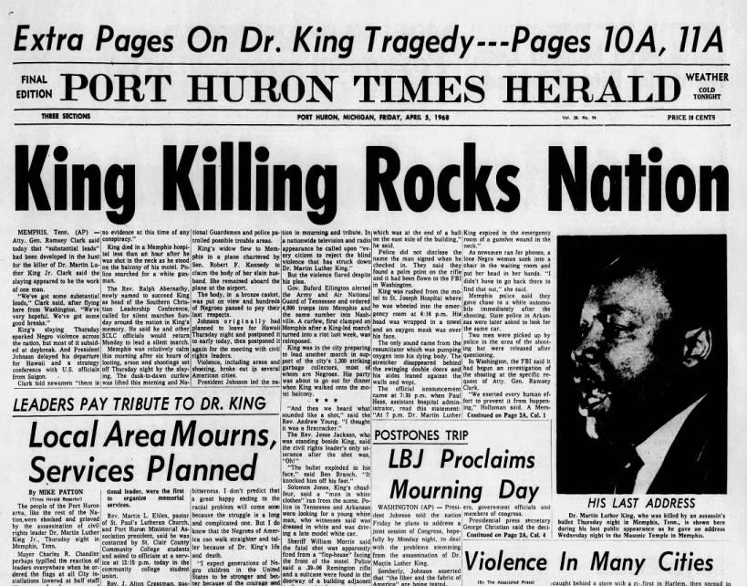 Martin Luther King Jr. assassinated - April 4th, 1968