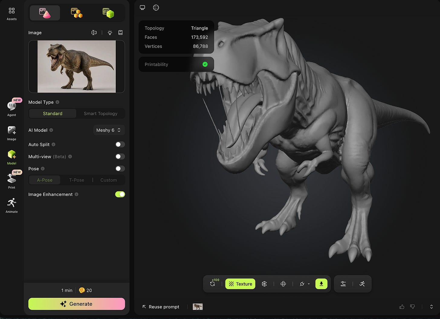 3D dinosaur generated from a 2D image input. Image by Jim Clyde Monge 3D dinosaur generated from a 2D image input. Image by Jim Clyde Monge