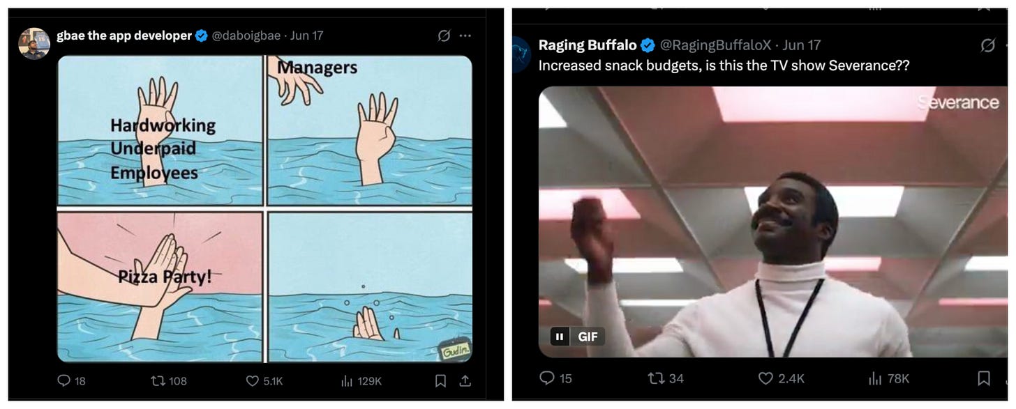 Actual tweets on the news of offering more snacks and perks. Actual tweets on the news of offering more snacks and perks.