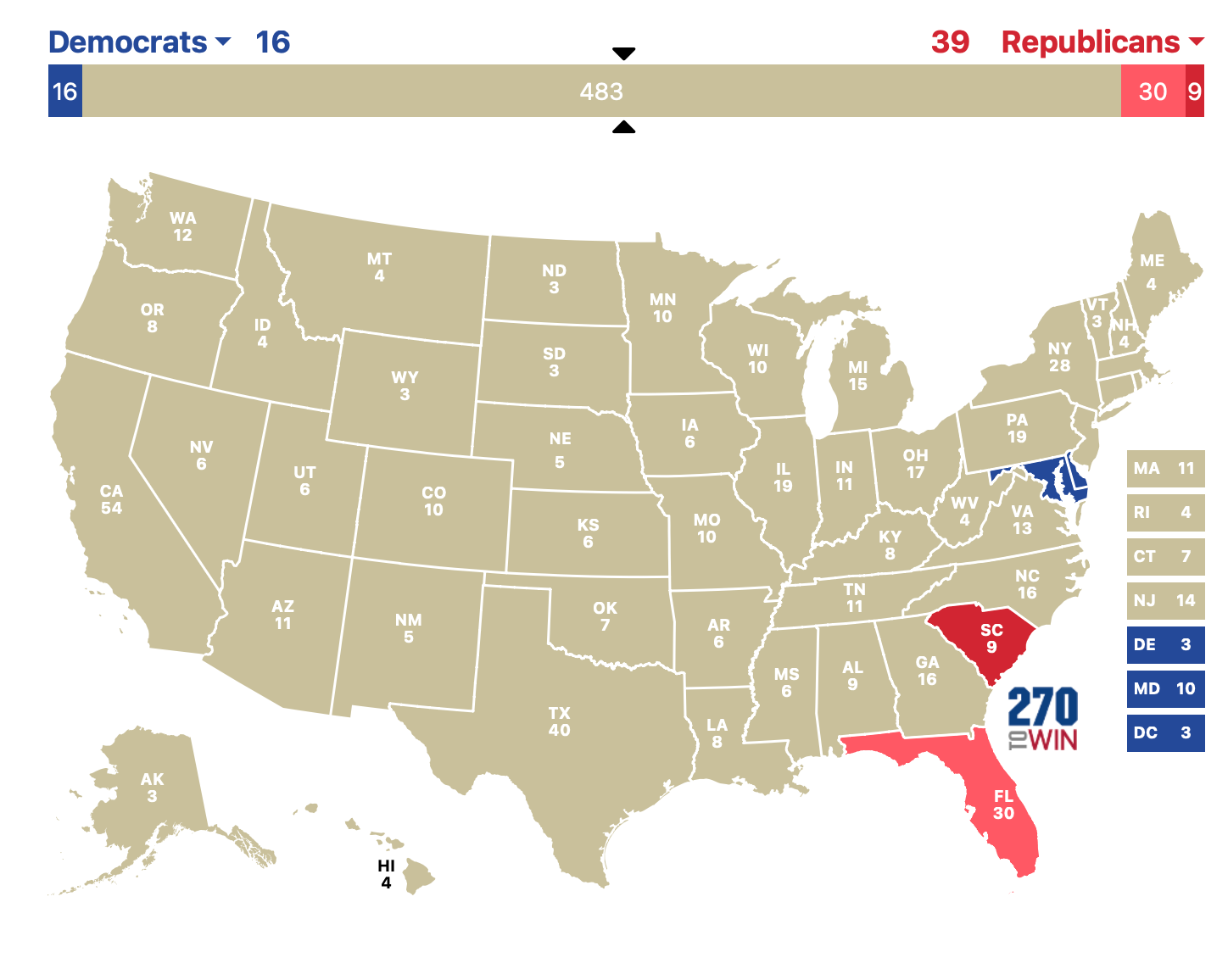 A map of the united states with red and blue states
Description automatically generated A map of the united states with red and blue states
Description automatically generated