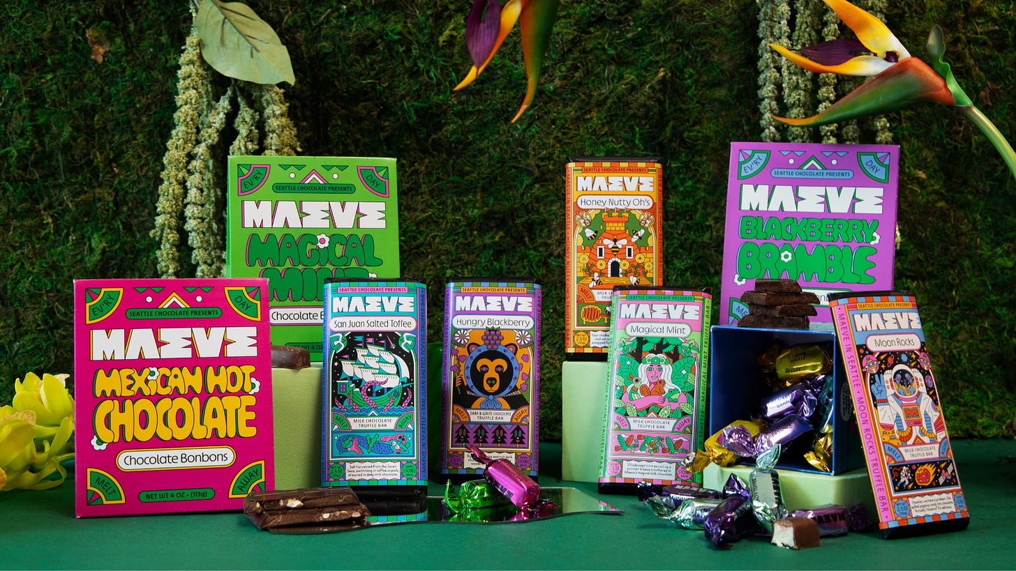 Seattle Chocolate rebrands as Maeve with exciting new packaging