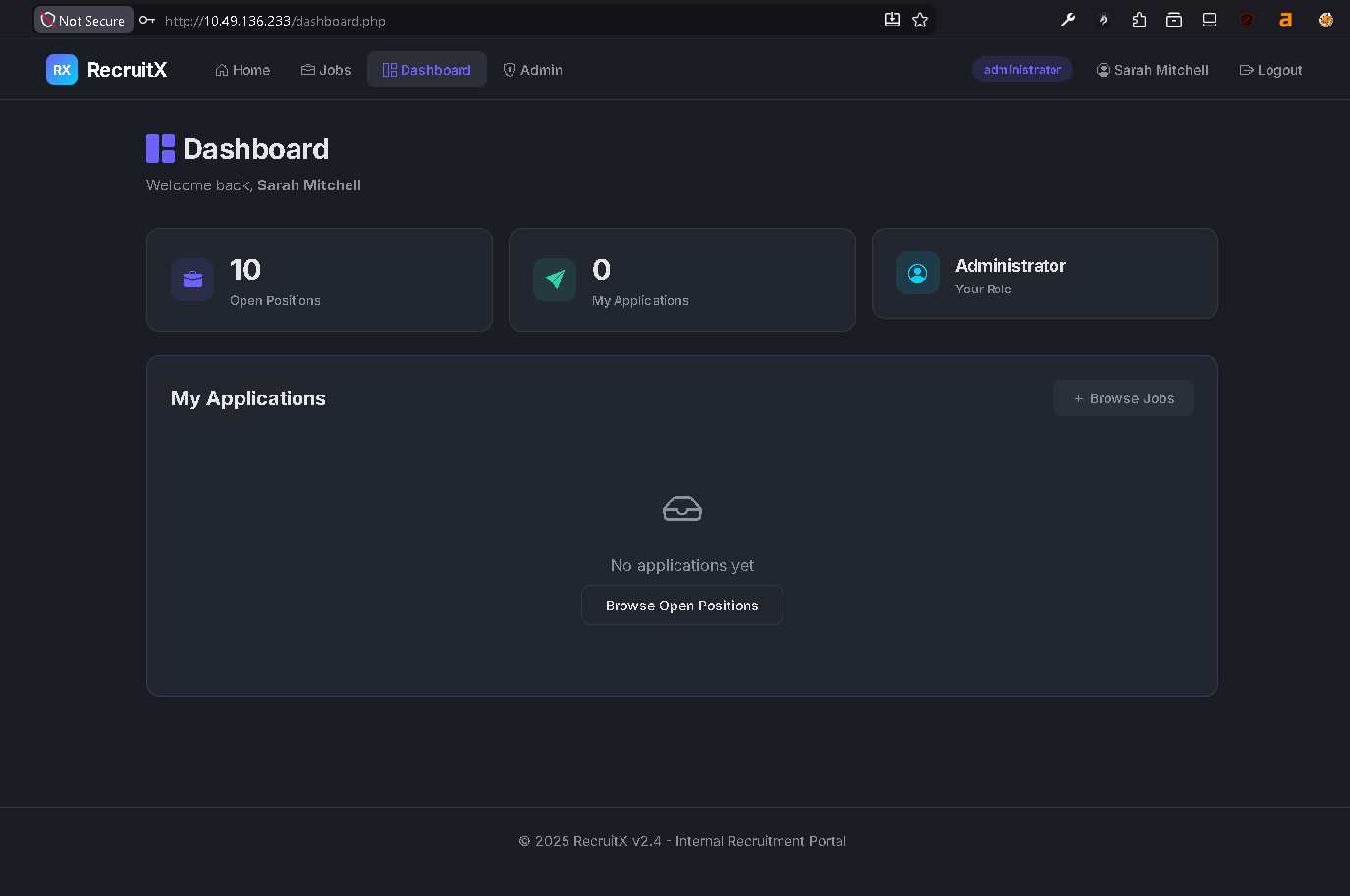 The Admin Panel navigation menu