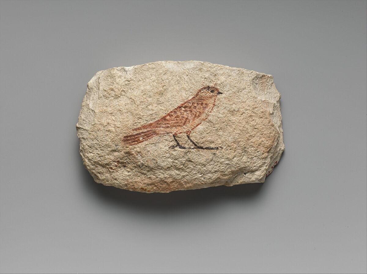 Artist's Sketch of a Sparrow, Limestone, paint