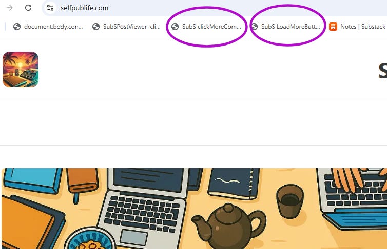 Screenshot of Chrome and bookmarklets.