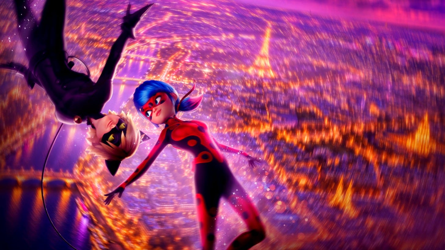 Ladybug and Cat Noir over Paris in Miraculous: Tales of Ladybug & Cat Noir. Image: Miraculous Corp