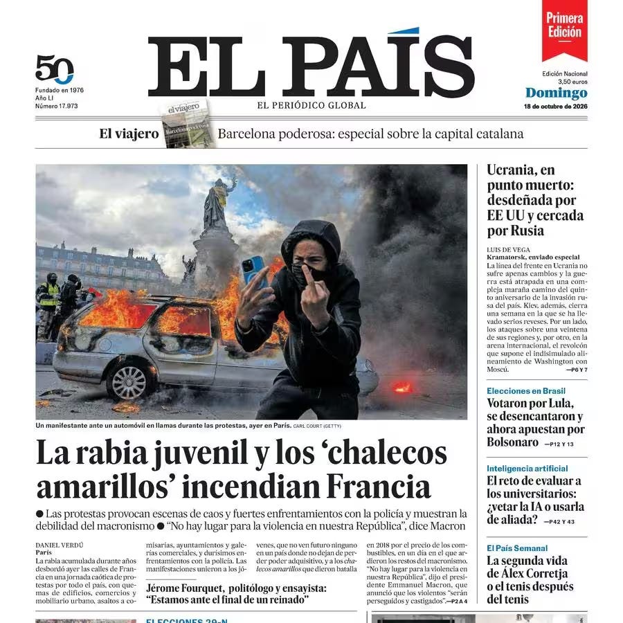 Les violences de la mobilisation du 17 octobre vues de l'étranger