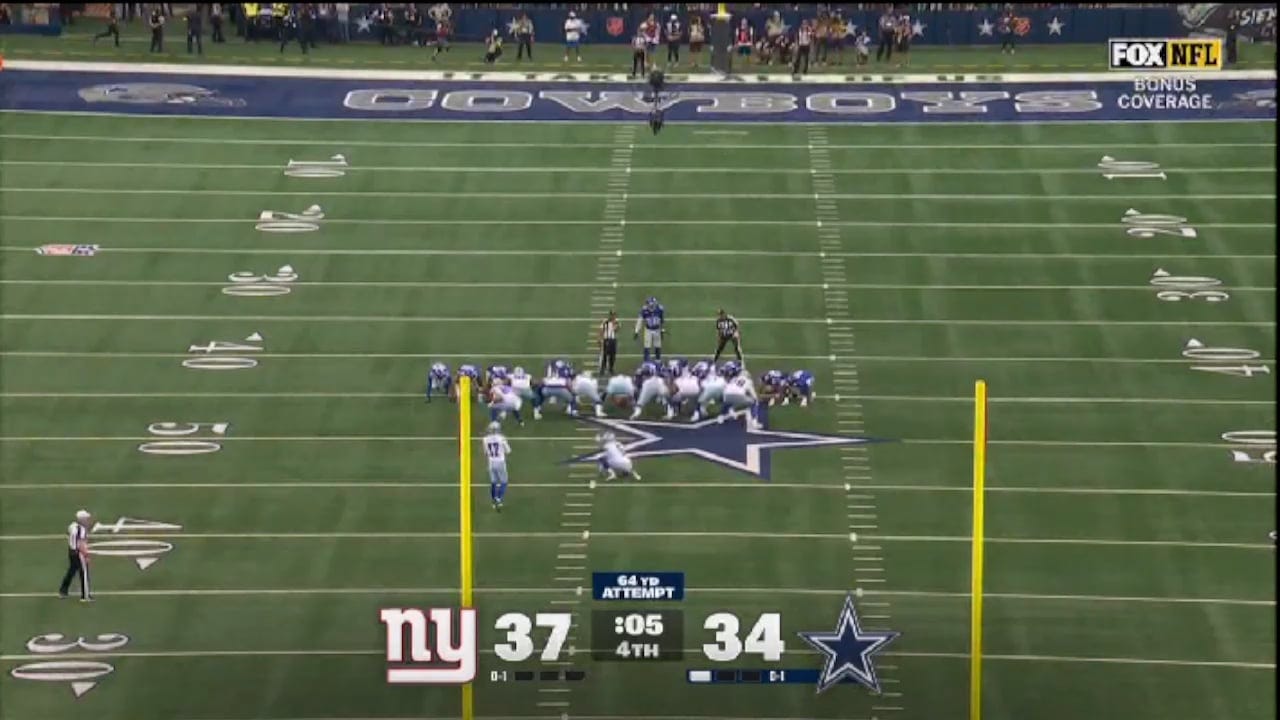 [Highlight] NYG vs DAL - Brandon Aubrey 64 yard game-tying FG