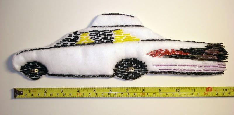 beaded NYC yellow taxi cab bead embroidery art car painting beaded NYC yellow taxi cab bead embroidery art car painting