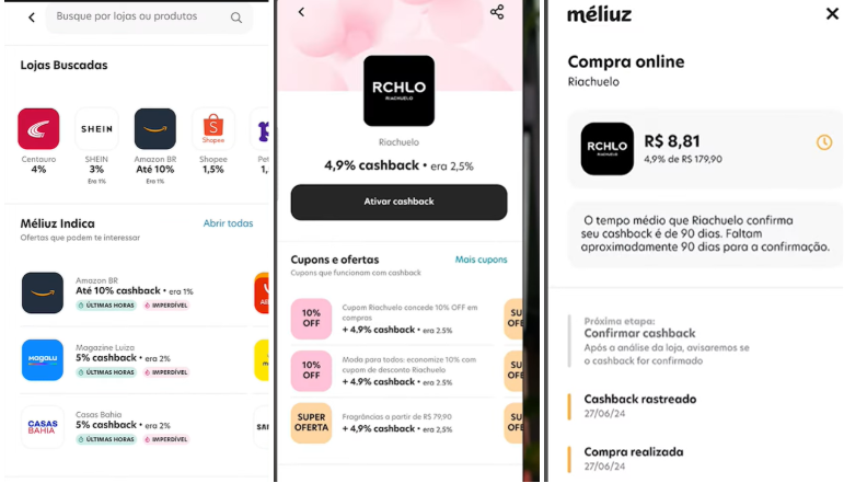 Screenshots of Meliuz app Screenshots of Meliuz app