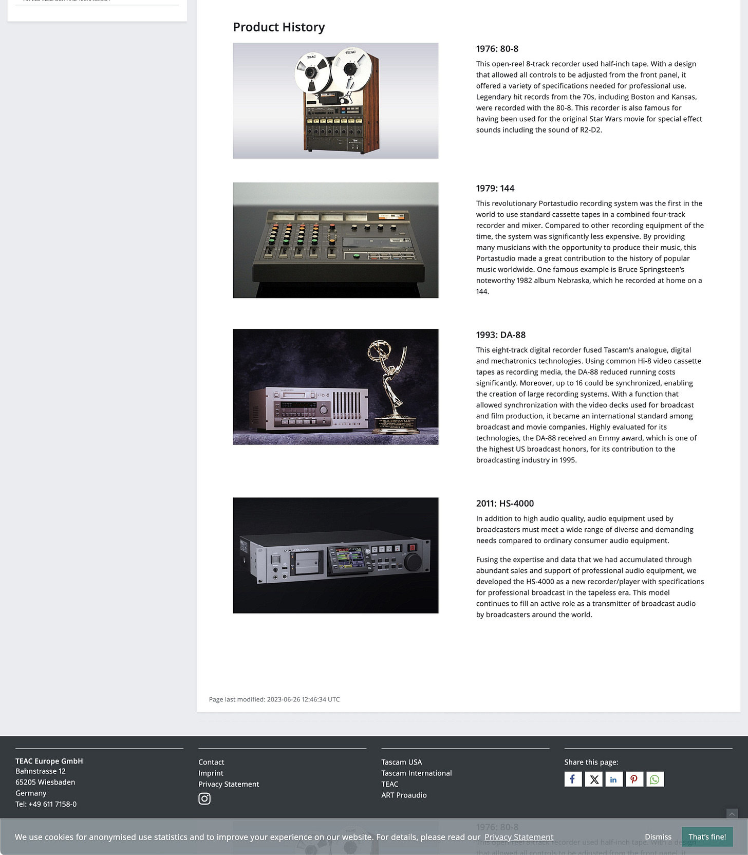 Tascam 144 History