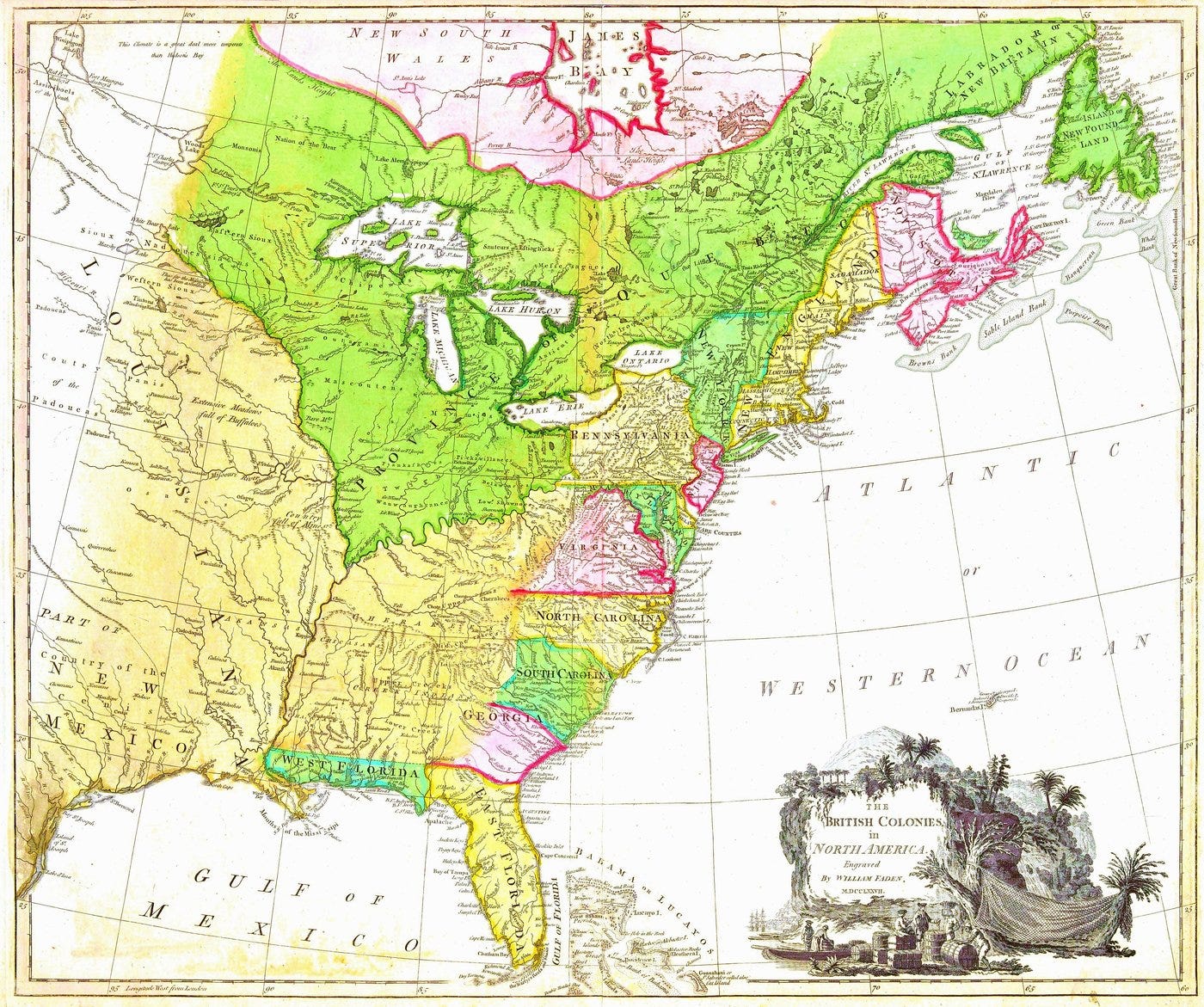 The British colonies in North America, engraved by William Faden, 1777