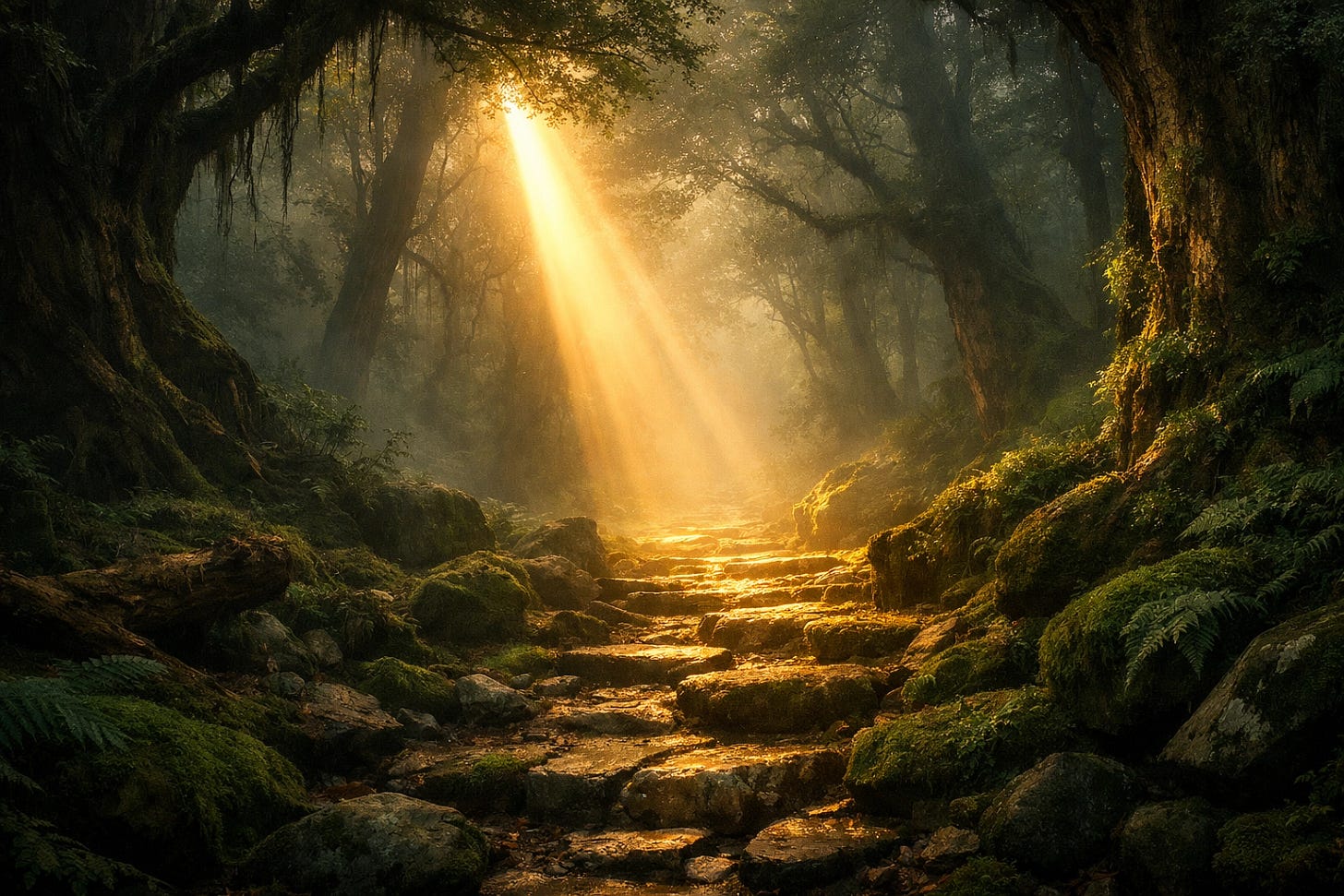 Sunlit forest path symbolizing divine inquiry and the moral duty to remember the Holocaust | Dr. Marcus Peter