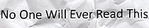 No One Will Ever Read This