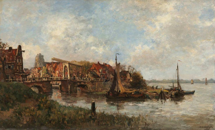 'Gezicht op Zoeterwoude' - olieverf op doek: Charles Dankmeijer (herkomst: coll Kunsthandel Bies)