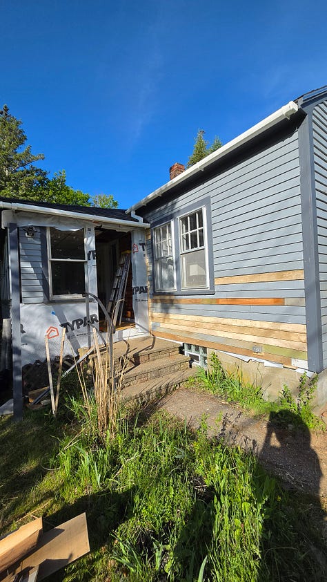 a series of house construction photos. 