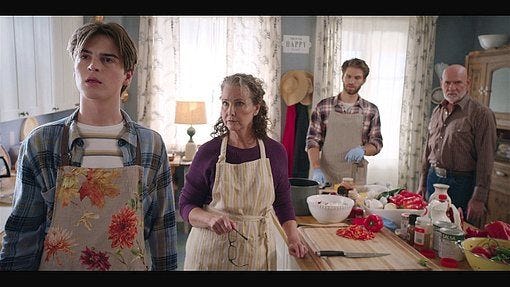 Abeline with Augie gay Liam and Bonham cooking up chili for Harvest Fest. Abeline with Augie gay Liam and Bonham cooking up chili for Harvest Fest.