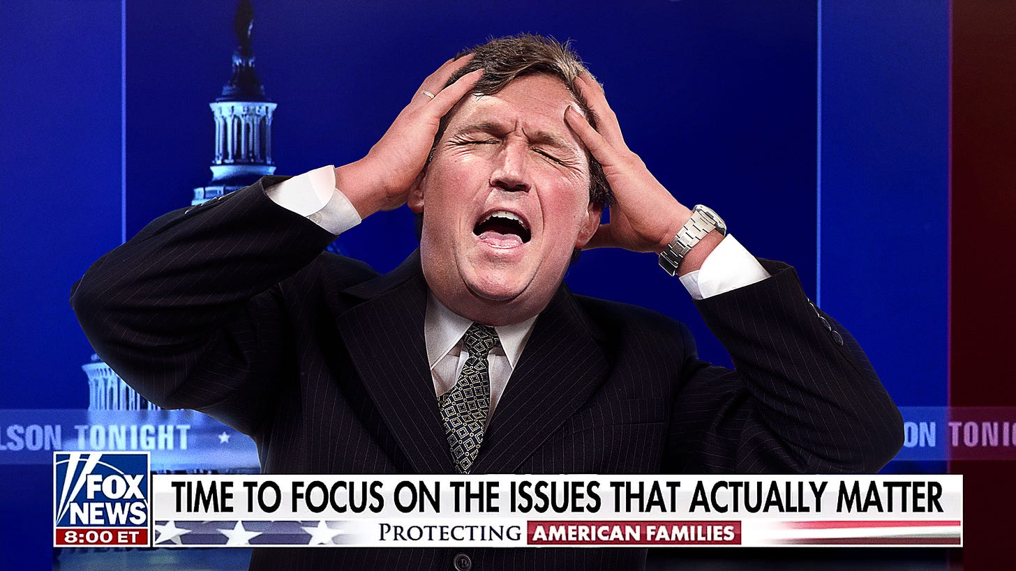 The Onion on X: "Tucker Carlson Screaming In Agony That He Feels Crime  Crawling All Over Him https://t.co/p4CC1PmMkV https://t.co/i4P9BuCzPK" / X