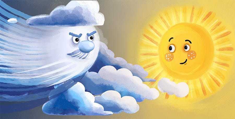 The Wind and the Sun (Text, Audio + Video)
