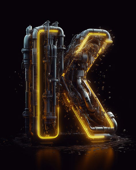 Letters AI generated. Cyberpunk inspiration