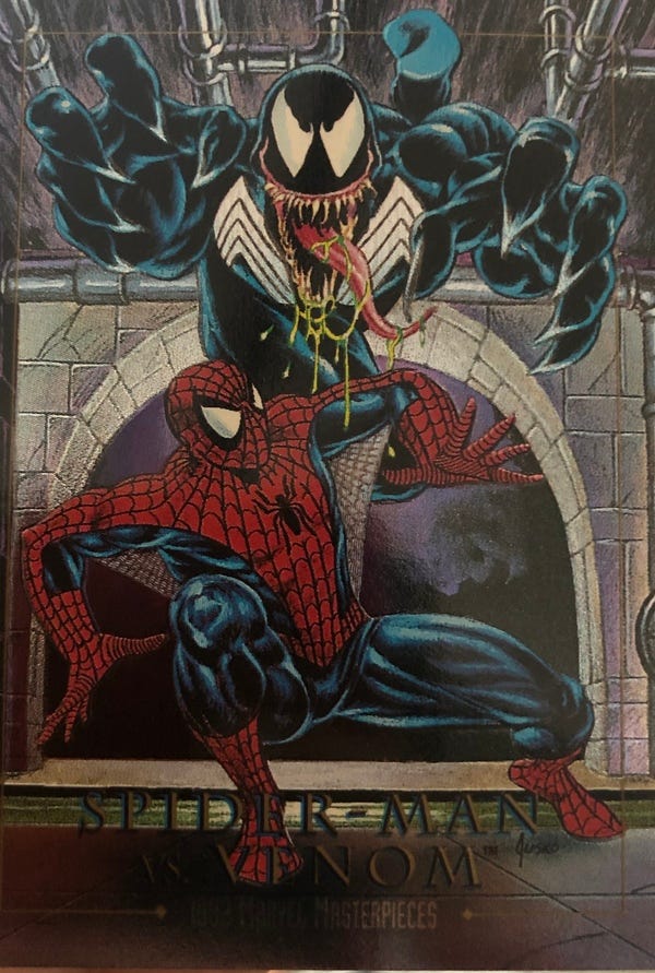 1992 Marvel Masterpiece, Spider-Man vs Venom (Foil). 1992 Marvel Masterpiece, Spider-Man vs Venom (Foil).