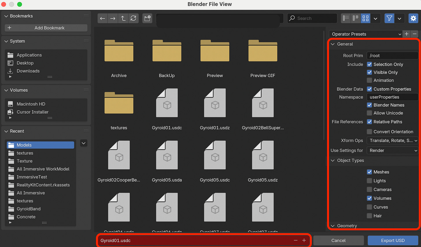 export .usdc file out of Blender