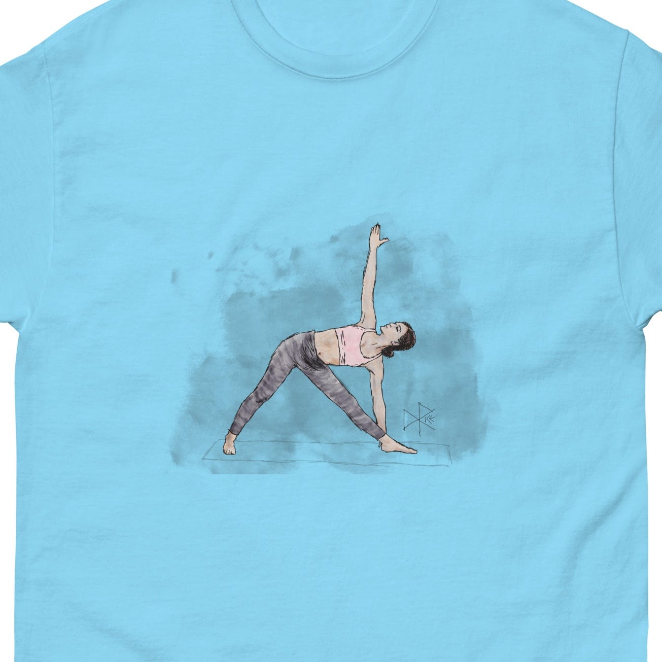 A woman holding the triangle pose (trikonasana) as a part of her yoga ritual. Sketch art by Don Rice. A woman holding the triangle pose (trikonasana) as a part of her yoga ritual. Sketch art by Don Rice.