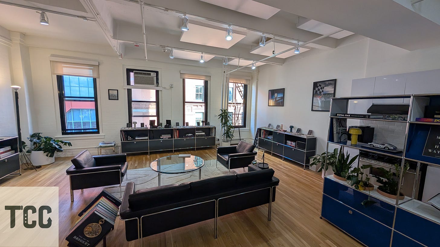 A showroom that resembles a living room of an apartment in New York City.