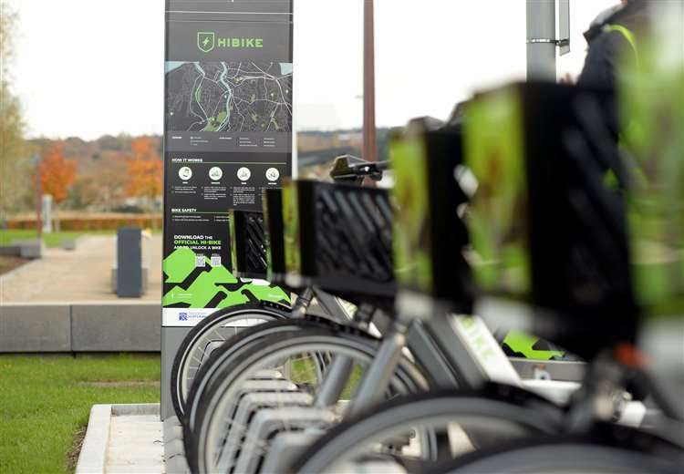 Hi-bike electric bicycle tester: The bikes at the UHI campus. Picture: James Mackenzie.