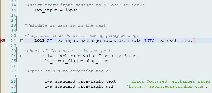 Session break-point assigned in ABAP code