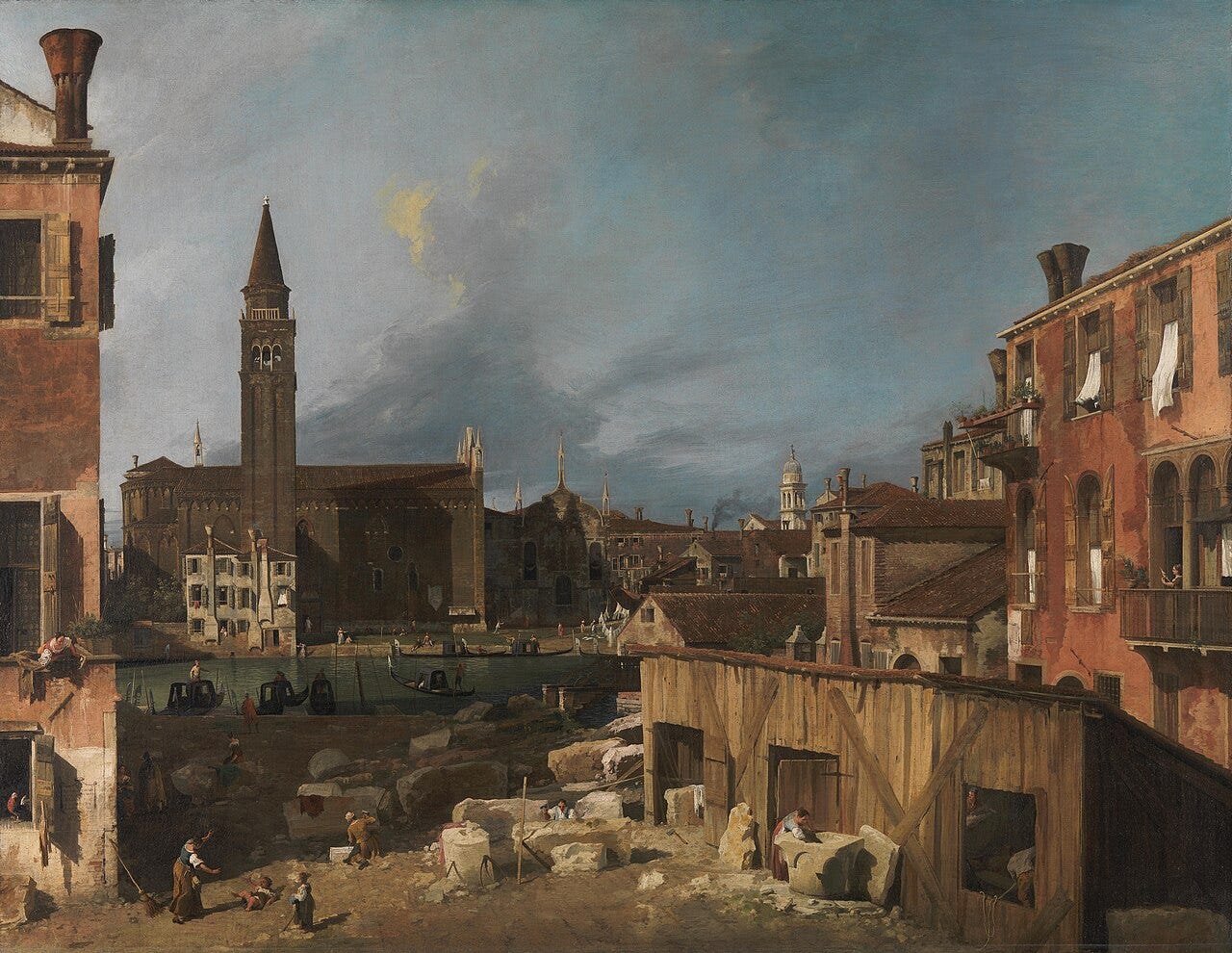 Canaletto's Stonemason's Yard, a working Venetian square filled with carved stone Canaletto's Stonemason's Yard, a working Venetian square filled with carved stone