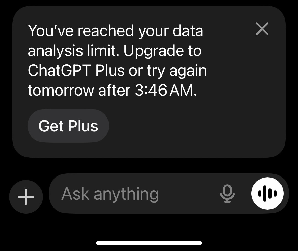 Error message when ChatGPT isn’t free anymore Error message when ChatGPT isn’t free anymore