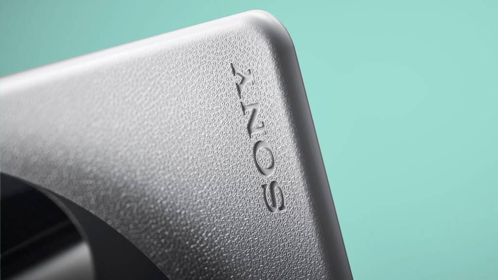 Close up of the Sony logo on PS5