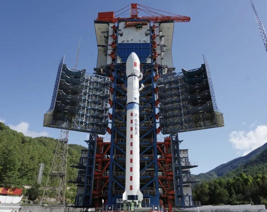 The Long March 2D Y109 vehicle stood at Launch Complex 3 at the Xichang Satellite Launch Center ahead of its mission.