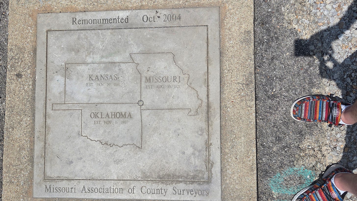 Tri-State marker of Oklahoma, Kansas, and Missouri