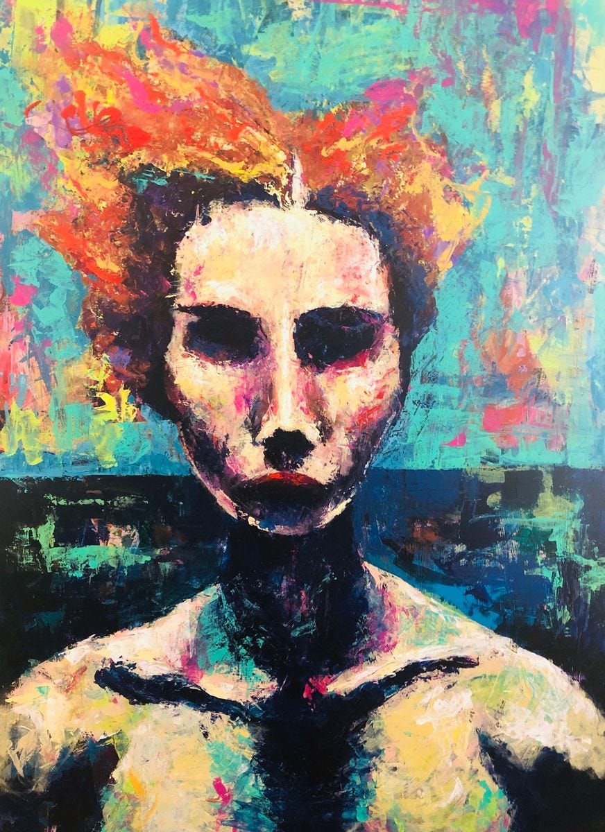 Fire Strength Painting of a woman with red hair by the authorr