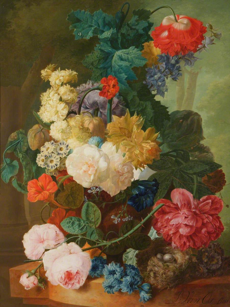 Roses, Peony, Auricula and Fritillary in a Vase