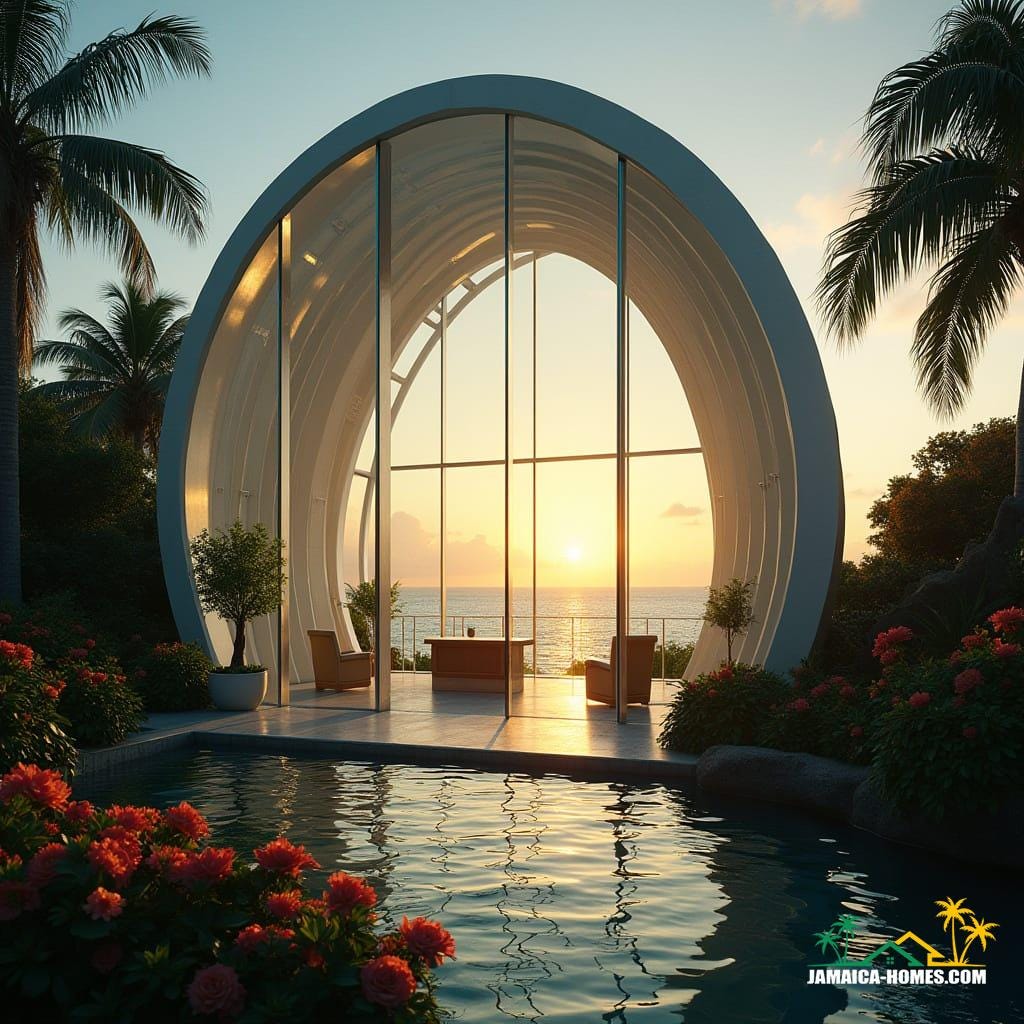 A spectacular glass-walled chapel in Negril, perched above the cliffs