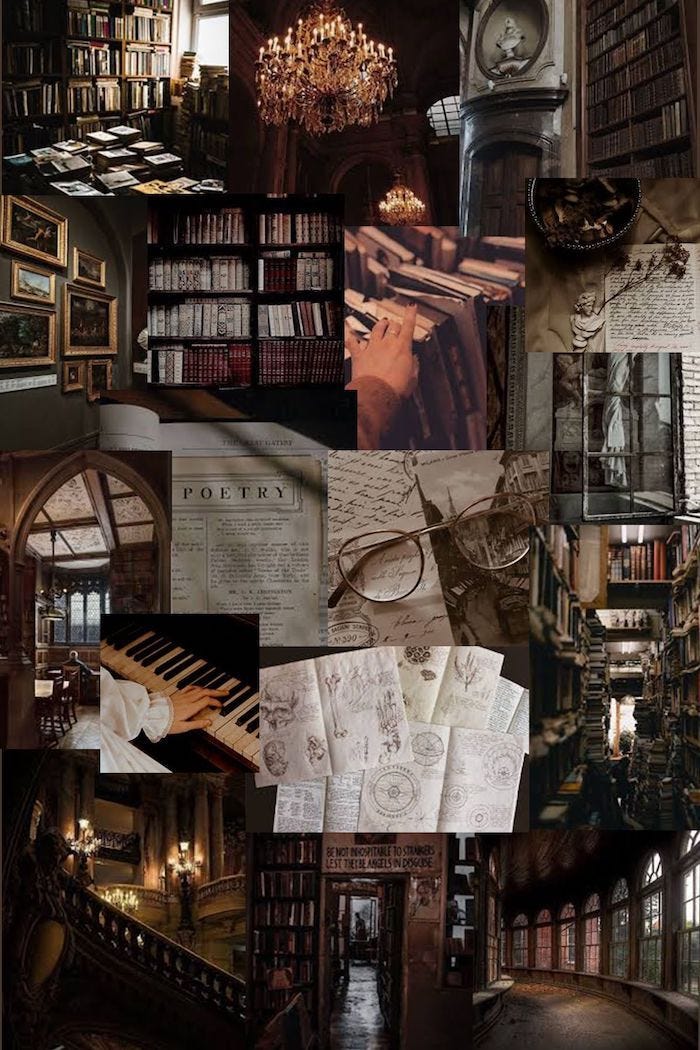 Dark academia aesthetic collage