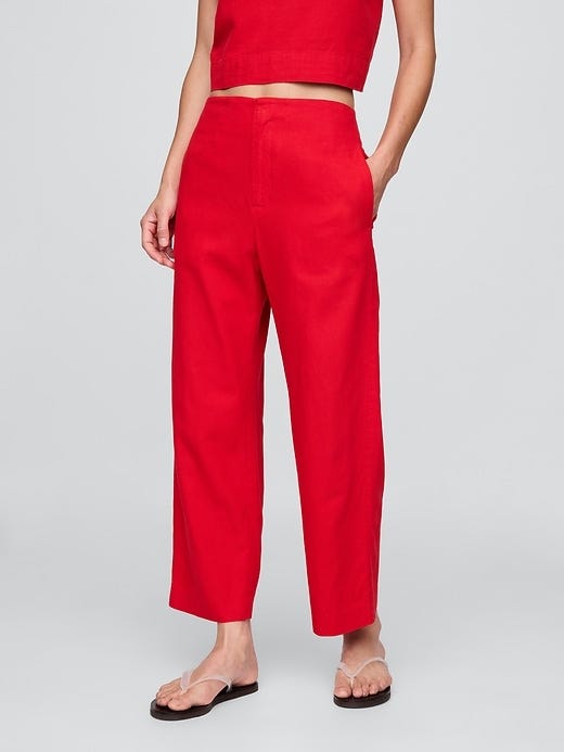 Image number 2 showing, Linen-Blend Relaxed Straight Ankle Pants