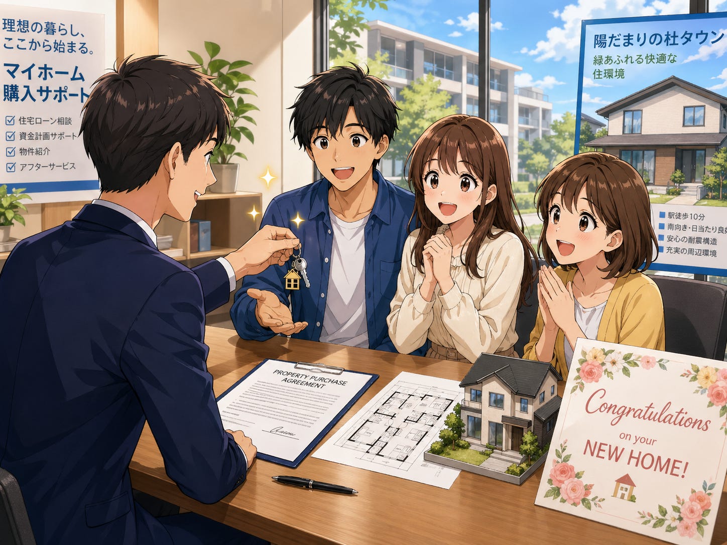 ChatGPT 5.5 draws anime characters buying real estate