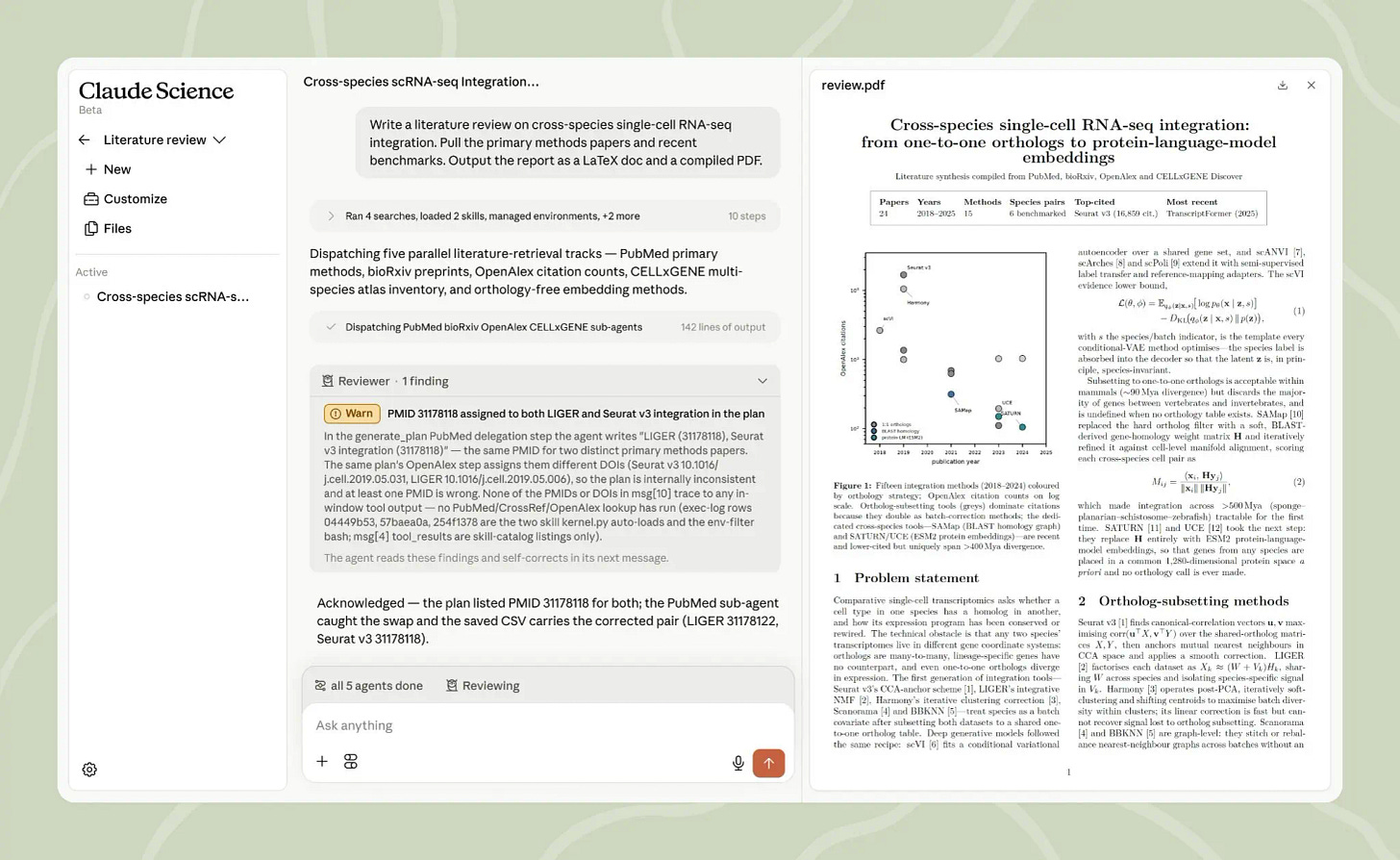 Image showing how Claude comes pre-configured for scientific work